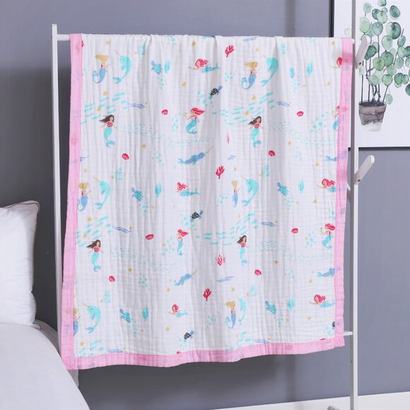 New Jay & Ava Baby/Toddler Muslin 100% Cotton Blanket - Little Mermaid - Picture 3 of 5